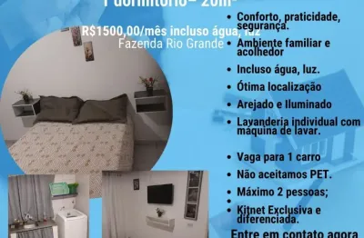 Kitnet 1 dormitório– 35m2 por r$1500,00/mês – fazenda rio grande