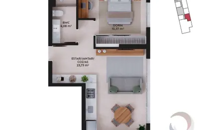 Apartamento com 1 quarto à venda na Rua da Pedra, --, Pedra Branca, Palhoça