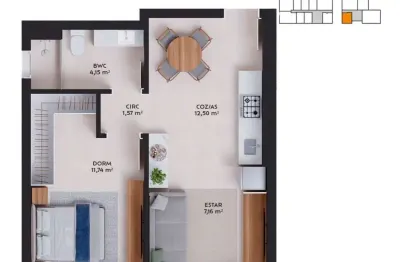 Apartamento com 1 quarto à venda na Rua das Pedras, --, Pedra Branca, Palhoça
