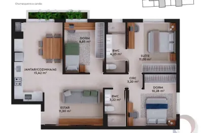 Apartamento com 3 quartos à venda na Rua da Pedra, --, Pedra Branca, Palhoça
