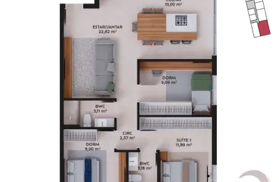 Apartamento com 3 quartos à venda na Rua da Pedra, --, Pedra Branca, Palhoça