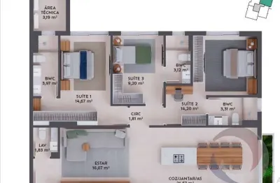 Apartamento com 3 quartos à venda na Rua da Praça, --, Pedra Branca, Palhoça