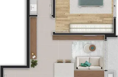 Apartamento de 1 quarto com 39m² e 1 vaga de garagem no centro