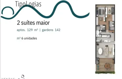 Apartamento de 2 quartos sendo os 2 suítes e 129,72m² em cacupé