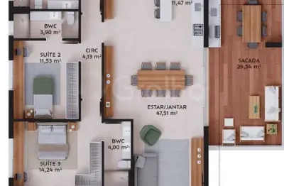 Apartamento com 3 quartos à venda na Rua da Pedra, --, Pedra Branca, Palhoça