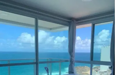 Apartamento luxo 2 quarto e varanda  com 87m2, na barra com vista frontal mar, andar alto | por