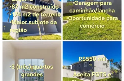 Sobrado novo 87m | 3 quartos | 4 vagas | terreno 174m | financ. e fgts
