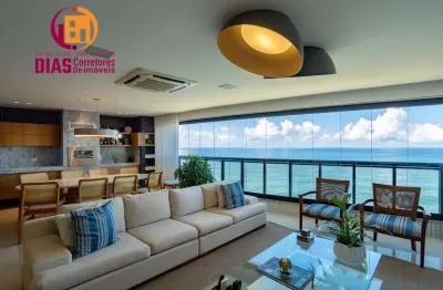 Vendo apartamento dos sonhos com 338m2 com vista mar para barra e cristo reformado e decorado, 4/4, 5 vagas ,  alto padrão na  barra, salvador/ba
