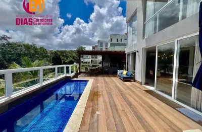 Casa mobiliada com 4 suítes para locação no condomínio alphaville ii, salvador/ba