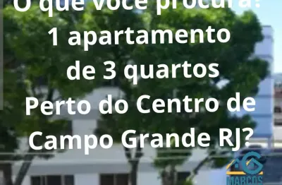 Lindo e amplo apartamento 3 quartos próximo ao centro de campo grande rj