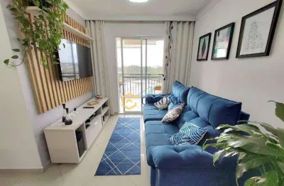 Apartamento com 70 metros em andar alto, semi-mobiliado com armários planejados – 3 dormitórios (1 suíte) – condomínio clube