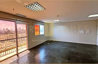 Sala comercial para locação e venda, com piso elevado, ar condicionado, banheiro, varanda, copa, 1