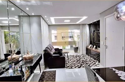 Apartamento moderno à venda, mobiliado, com 2 dormitórios, sacada ampla e 2 vagas em localização pr