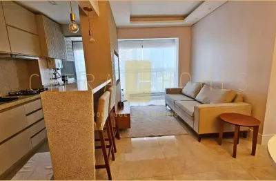 Apartamento mobiliado, para venda e locação, com 1 suíte, 2 banheiros e lazer completo em localizaç