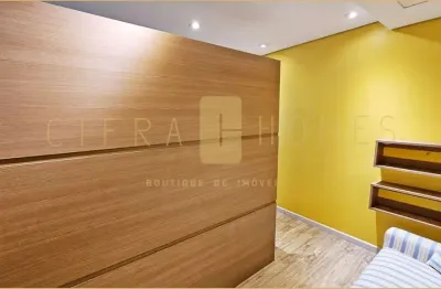 Sala comercial mobiliada com copa, banheiro privativo e vaga em moema