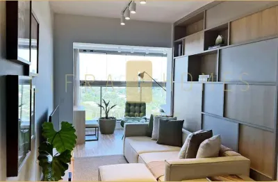 Apartamento mobiliado de 66 m², 2 dormitórios com sacada, sala, varanda e lazer completo.