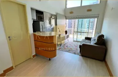 Apartamento duplex mobiliado de 55 m² com suíte, varanda panorâmica, vaga com manobrista 24 h e int