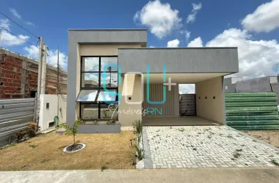 CASA NOVA NO CONDOMÍNIO ECOVILLE 2 – 114m² – 3/4 (1 Suíte + 2 Semi-Suítes) – Área Gourmet – Cajupir
