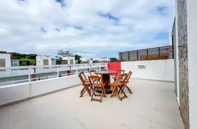 Sobrado triplex mobiliado com 2 suítes em condomínio fechado a 800m da praia do massaguaçu