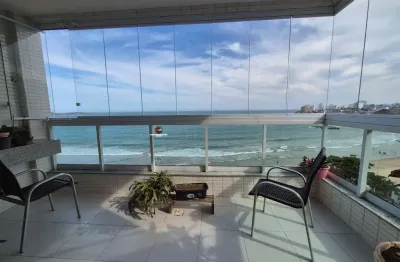 Apartamento frente total para o mar na praia do morro em guarapari es, 3 suítes, 2 vagas de garagem