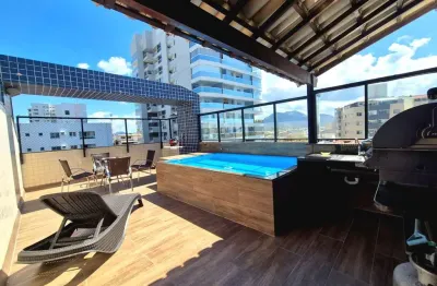Cobertura duplex na Praia do Morro em Guarapari ES, com 3 quartos, sendo 2 suítes, terraço com piscina e churrasqueira e 2 vagas de garagem