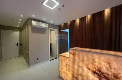 Sala comercial de 38,50 m² pronta para locação, com otima localização, mobiliada, recepção, sala de atendimento, ar condicionado e sacada.