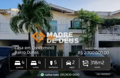 Casa em condomínio fechado com 5 quartos à venda na rua teatrólogo silvano serra, 570, dunas, fortaleza por r$ 2.600.000