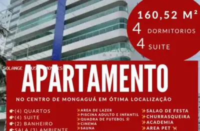 Apartamento para venda em mongaguá, centro, 4 dormitórios, 4 suítes, 2 banheiros, 2 vagas