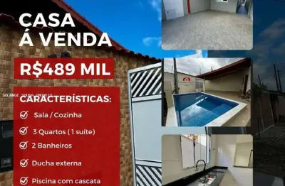 Casa geminada para venda em mongaguá, jardim praia grande, 3 dormitórios, 1 suíte, 2 banheiros, 2 vagas