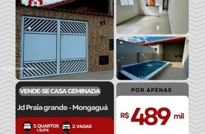 Casa geminada para venda em mongaguá, jardim praia grande, 3 dormitórios, 1 suíte, 2 banheiros, 2 vagas