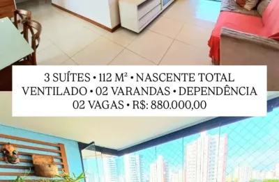 Lindo apartamento 3 suítes à venda na pituba – nascente total | 112 m²