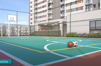Apartamentos 50m² 2 quartos com varanda, 1 suíte, 1 vaga, condomínio fechado com piscina na cobertura em irajá