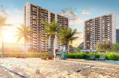 Apartamento 55m² 2 quartos com varanda, 1 suíte, 1 vaga para carro, condomínio fechado e área de lazer na barra olímpica