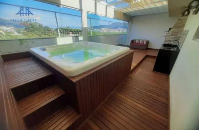 Vendo ótima cobertura plana em localização privilegiada no itacorubi.  cobertura com spa e espaço gourmet – 2 suítes + home office
