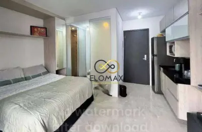 Vende -= studio mobiliado - 1 quarto - 1 banheiro, 1 vaga, varanda - vila olímpia - sp.