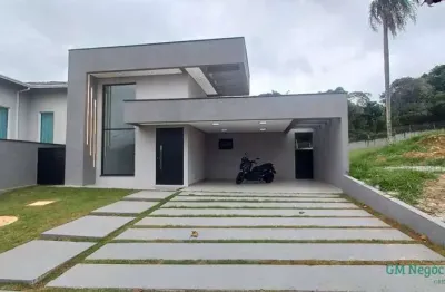 Casa nova, térrea com 3 suítes, estilo moderno com piscina em condomínio
