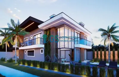 Casa duplex alto padrão c/ 5 suítes sendo 1 suíte master, c/ 457,84m²  4 vagas de garagem cobertas na pedra branca em palhoça - sc