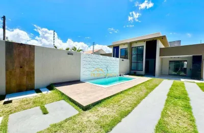 Belíssima casa linear alto padrão em meio lote, 3 quartos, com área gourmet à venda, 105 m² ouro verde/região de costazul
