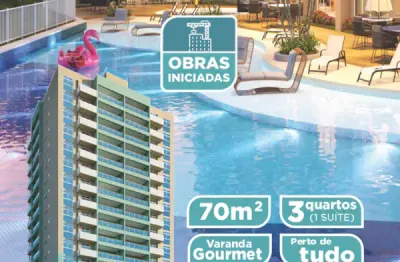 Apartamento com aproximadamente 70m2, 3 quartos sendo 1 suíte, lazer completo!