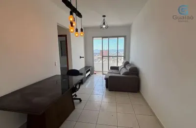 Alugo apartamento 02 dormitórios com mobília, lazer completo na cobertura, 01 vaga de garagem, próximo da unimes/unilus, encruzilhada, santos.