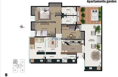Apartamento garden 03 quartos com suíte, elevador e  02 vagas de garagem.