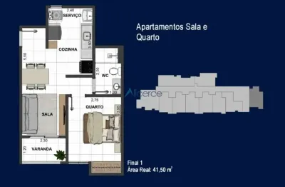 Lançamento: 01 quarto e sala, mobiliado e com garagem em são mateus.