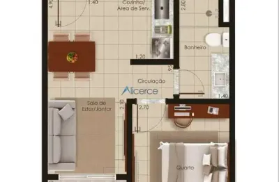 Apartamento 01 quarto e sala mobiliado com garagem em são mateus