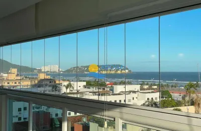 Enseada, vista panorâmica da praia da enseada, apartamento decorado, com varanda gourmet.