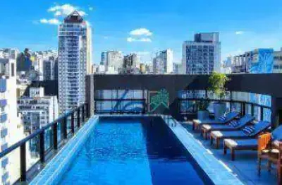 Studio DNA PAULISTANO à venda com 22m², 1 quarto e sem vaga. Mobiliado com PISCINA NO ROOFTOP e Academia.