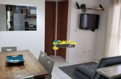 Apartamento mobiliado com sacada - 2 dormitórios à venda, 46 m² por r$ 360.000 - aviação - praia grande/sp