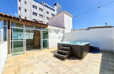 Cobertura duplex 3 quartos e 2 vagas no caiçaras – alugue fácil no cartão!