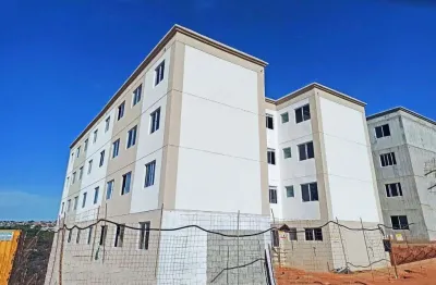 Apartamento novo com 02 quartos, sala, banheiro social, cozinha, área de serviço, garagem e pronto para morar.