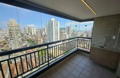 Maravilhoso apartamento, andar alto, sol da manhã, com sacadas e a 3 quadras da praia do bairro do embaré !!!