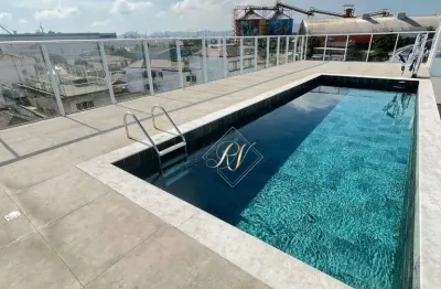 Frente, 3 dormitórios, sendo 1 suíte, lazer, vaga demarcada, na cidade de santos!!!